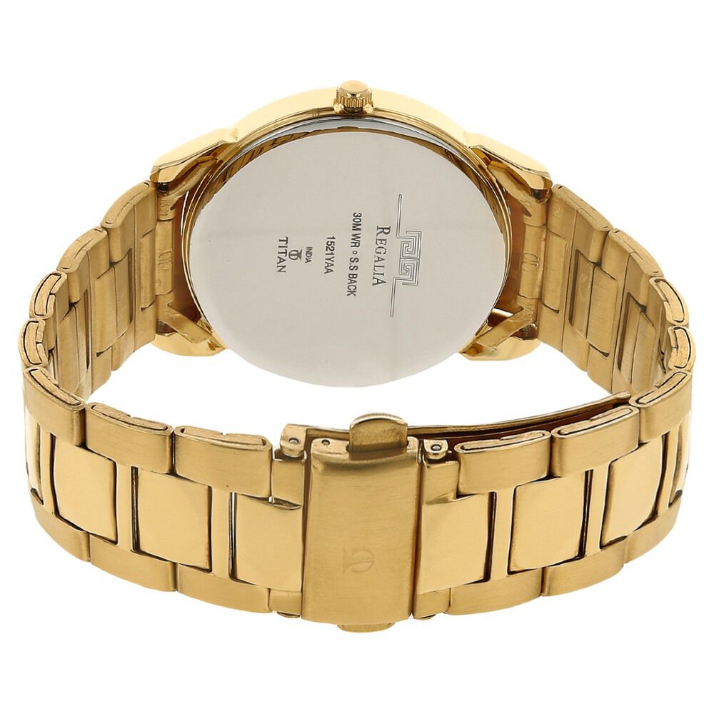 Buy Online Titan Quartz Analog with Date Champagne Dial Stainless Steel Strap Watch for Men ns1521ym02 Titan