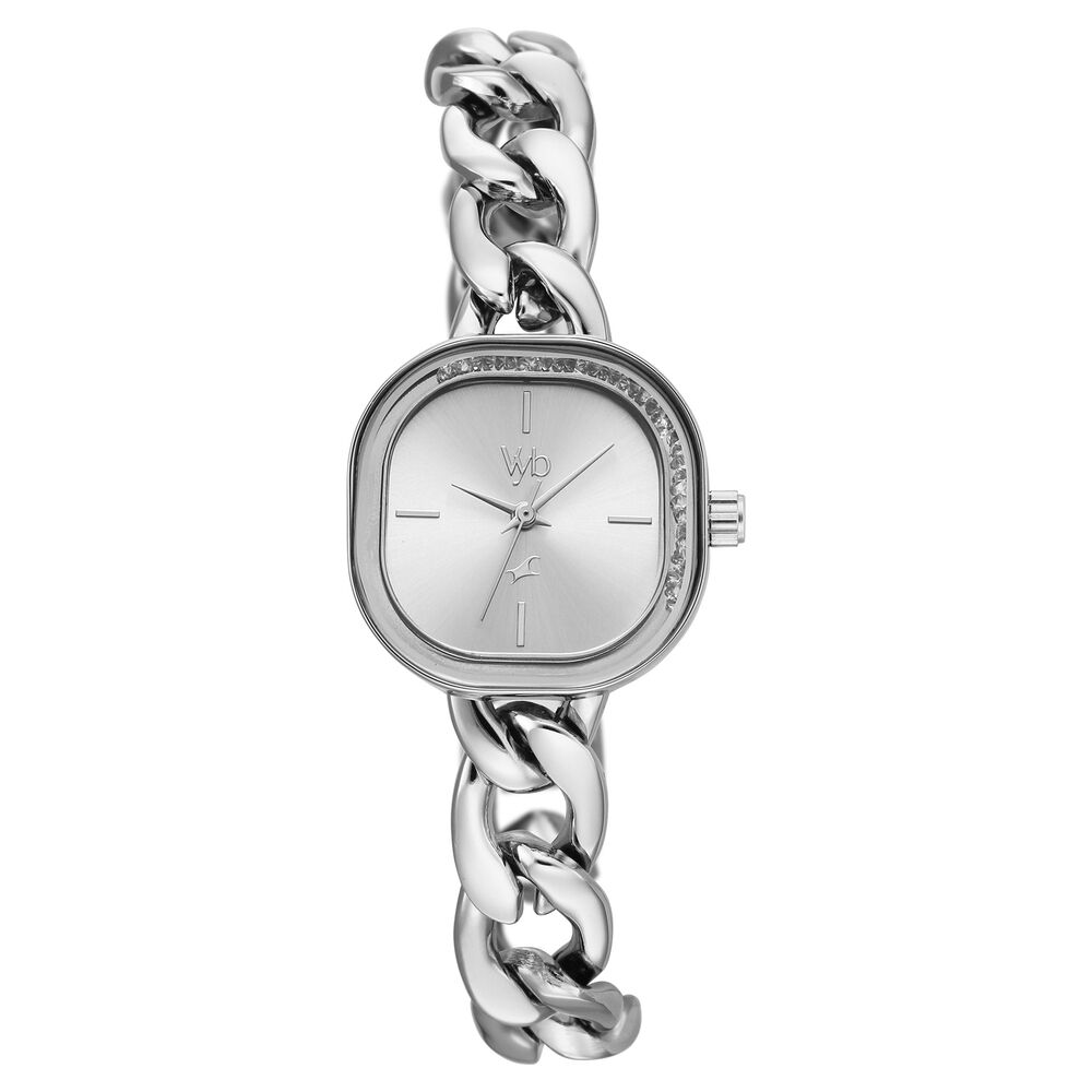 Vyb Starlet By Fastrack Quartz Analog Silver Dial Silver Metal Strap Watch For Girls-image-35