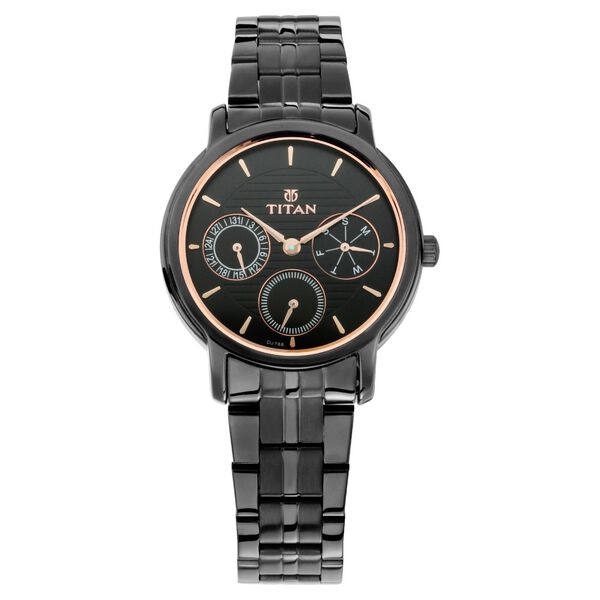 Titan Workwear Black Dial Women Watch With Stainless Steel Strap - image number 1
