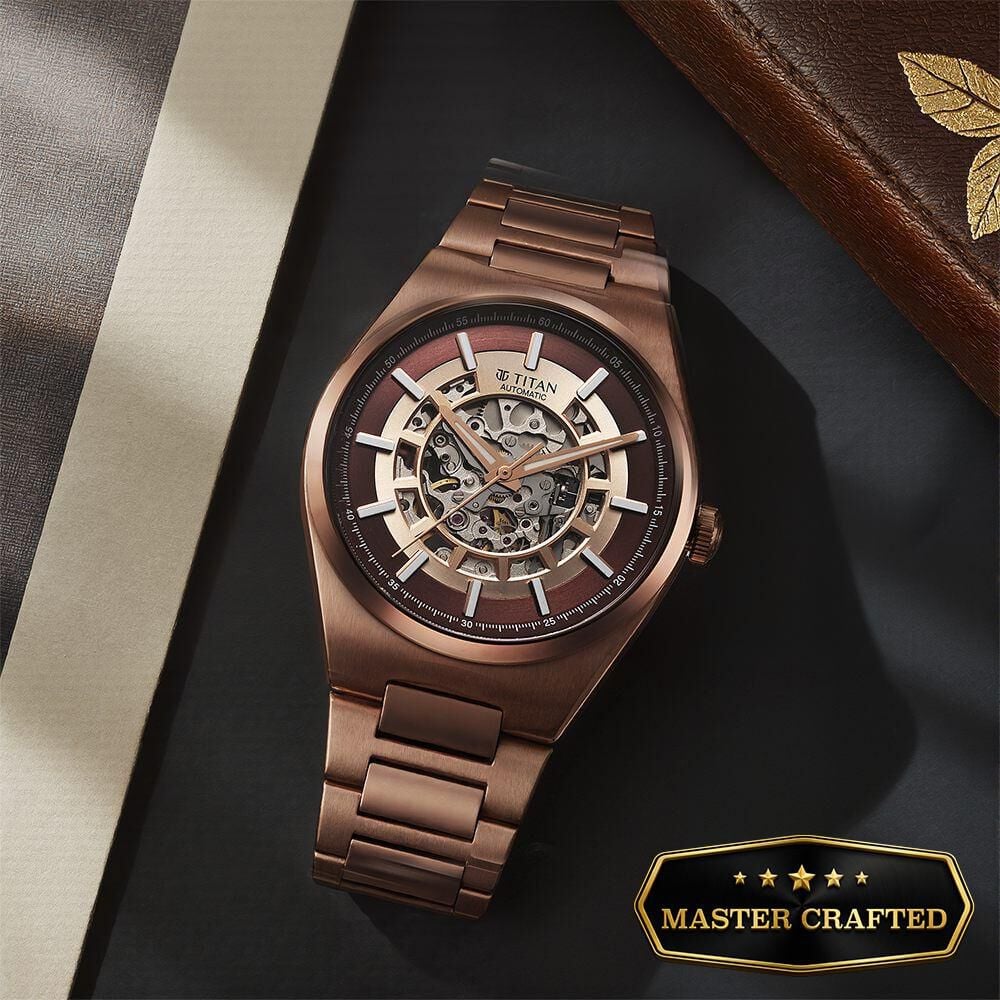 Titan Nexus Skeletal Automatic Analog with Brown Dial Brown Stainless Steel Strap Watch for Men-picture-19