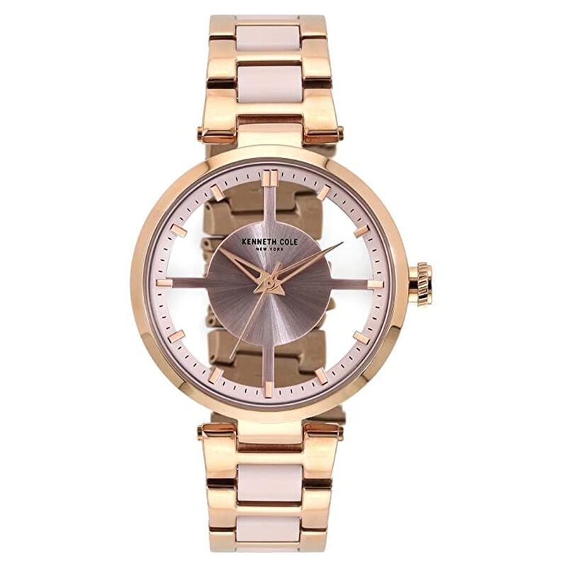 Kenneth Cole Quartz Analog Pink Dial Bimetal Strap Watch for Women