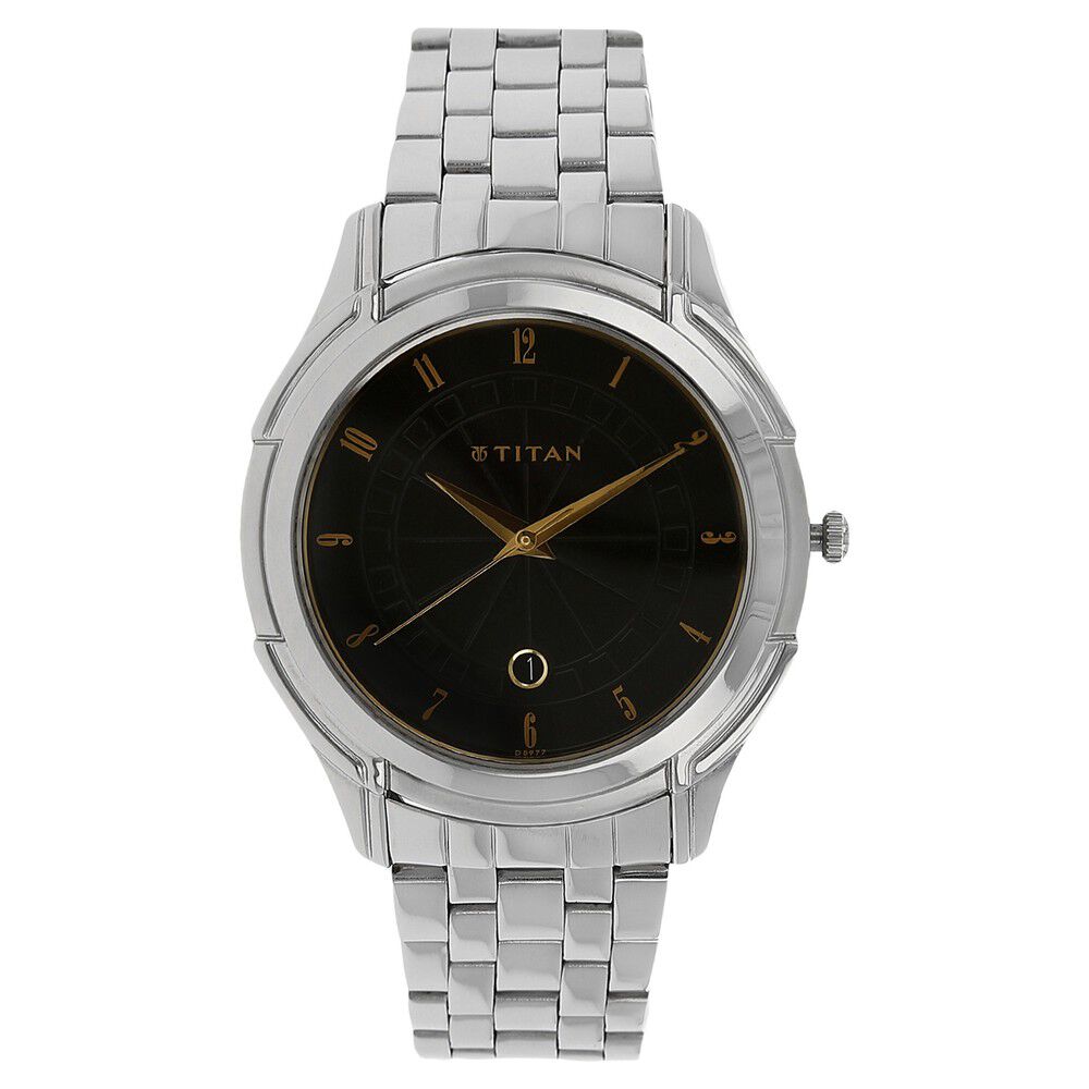 Titan watches black metal on sale