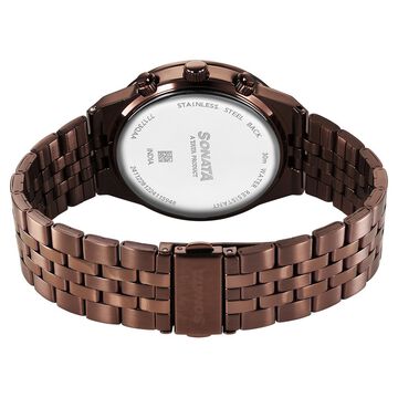 Sonata Eternia Quartz Multifunction Brown Dial Metal Strap Watch For Men