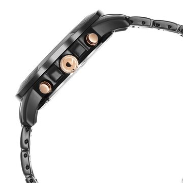 Titan Quartet Black Dial Analog with Day and Date Steel and Ceramic Strap watch for Men