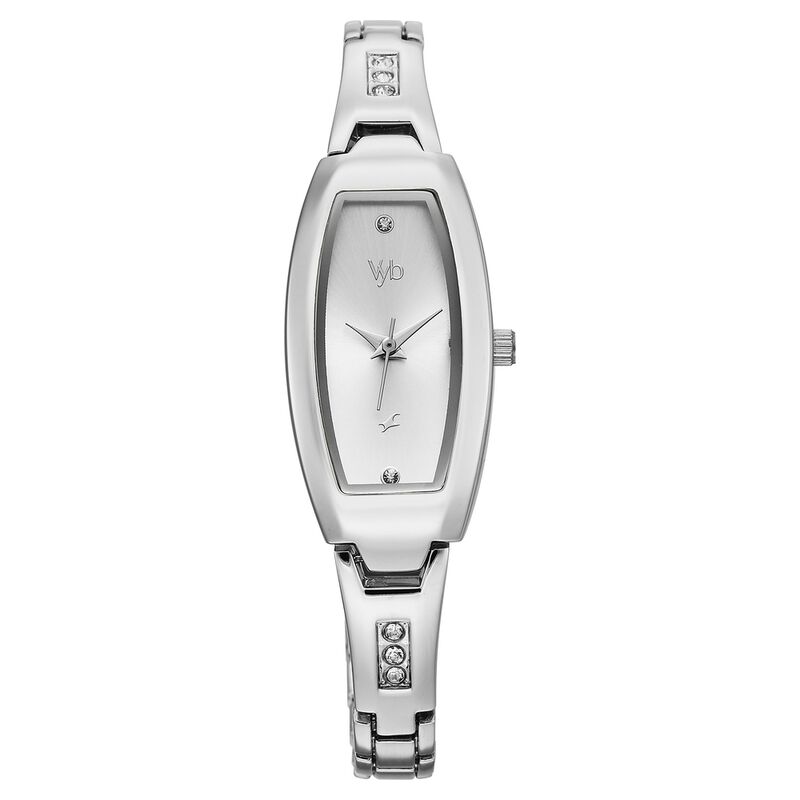 Vyb Manifester By Fastrack Quartz Analog Silver Dial Silver Stainless Steel Strap Watch For Girls