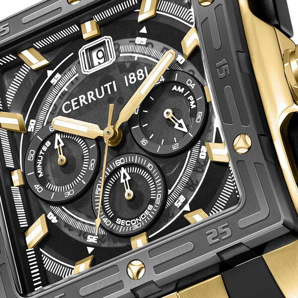 Cerruti 1881 Quartz Chronograph Black Dial Black Silicone Strap Watch For Men - image number 2