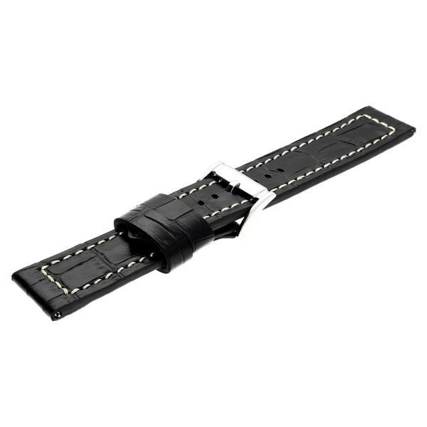 24 mm Black Genuine Leather Straps for Men - image number 3