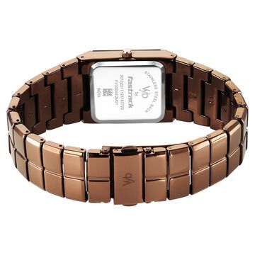 Vyb Nova By Fastrack Quartz Analog Brown Dial Brown Metal Strap Watch For Guys