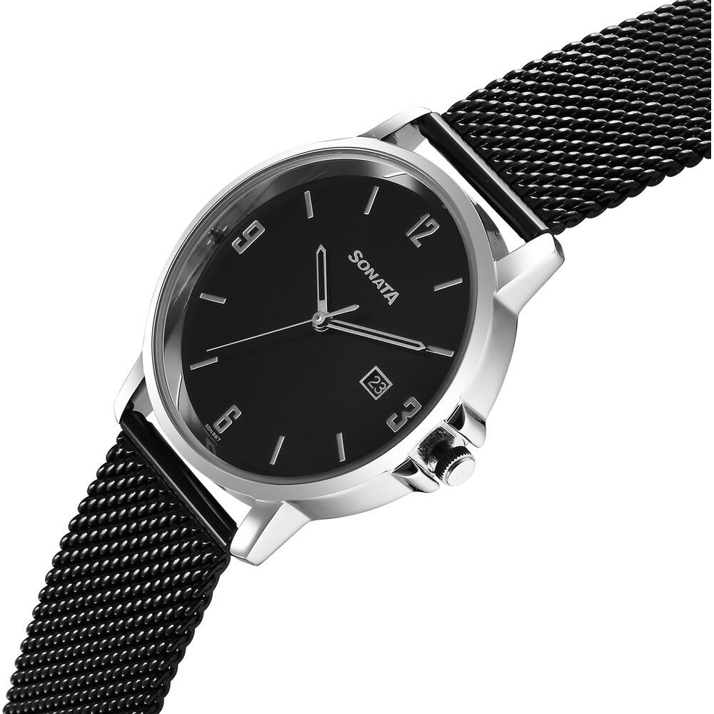 Sonata analog black dial men's hotsell watch