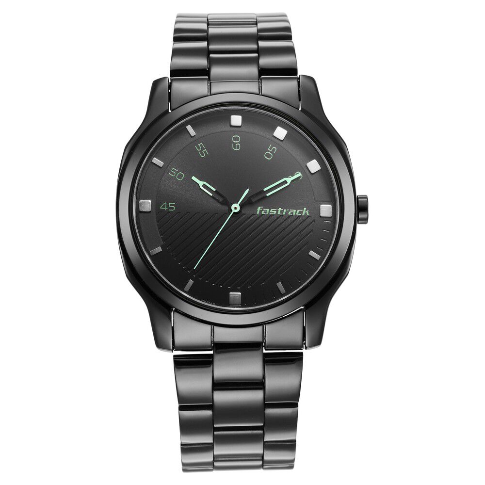 Fastrack black steel watch discount