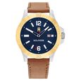 Tommy Hilfiger Quartz Analog with Date Blue Dial Brown Leather Strap Watch For Men - image number 0