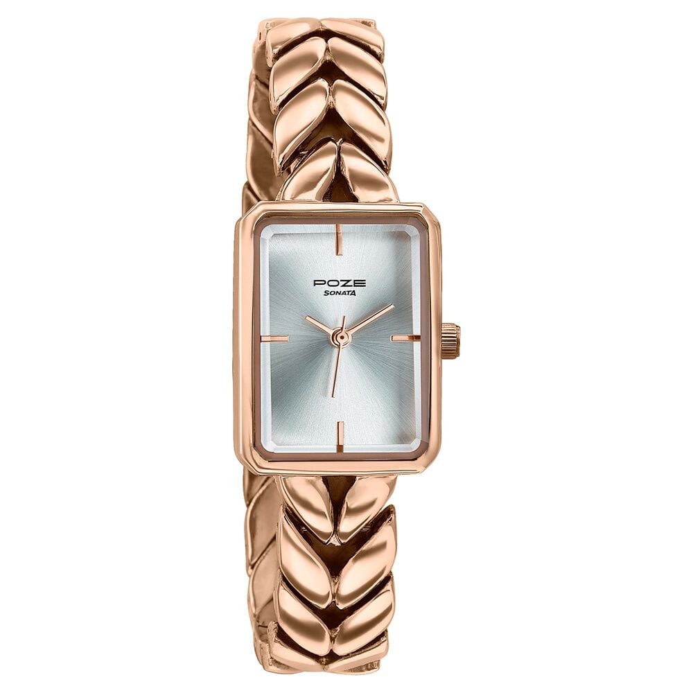 Buy Online Poze By Sonata Quartz Analog Silver Dial Rose Gold