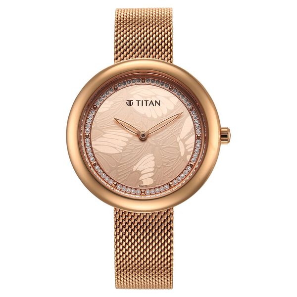 Glitz Rose Gold Dial Stainless Steel Strap Watch for Women - image number 1