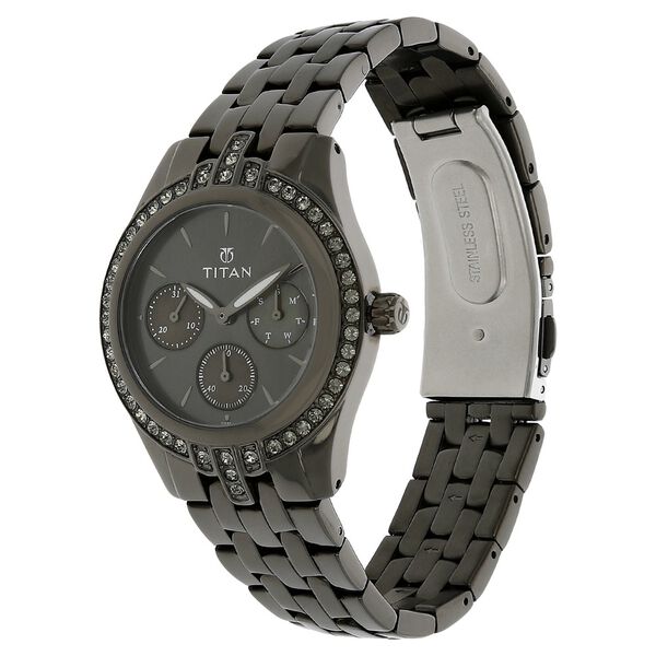 Titan Quartz Analog Grey Dial Stainless Steel Strap Watch for Women - image number 1