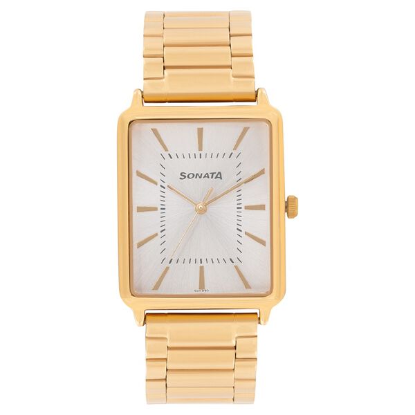 Sonata Quartz Analog Silver Dial Stainless Steel Strap Watch for Men - image number 0