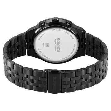 Sonata Eternia Quartz Multifunction Black Dial Metal Strap Watch For Men