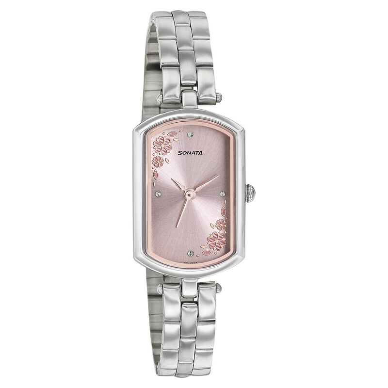 Sonata Wedding Rose Gold Dial Women Watch With Stainless Steel Strap