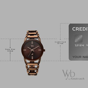 Vyb Striker By Fastrack Quartz Analog Brown Dial Brown Metal Strap Watch For Girls