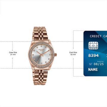 Sonata Poze Quartz Analog Silver Dial Rose Gold Colour Stainless Steel Strap Watch For Women