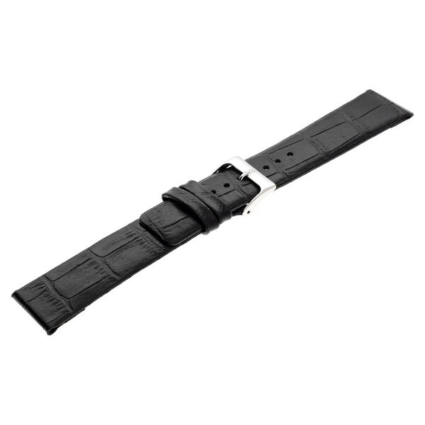 22 mm Black Genuine Leather Straps for Men - image number 3