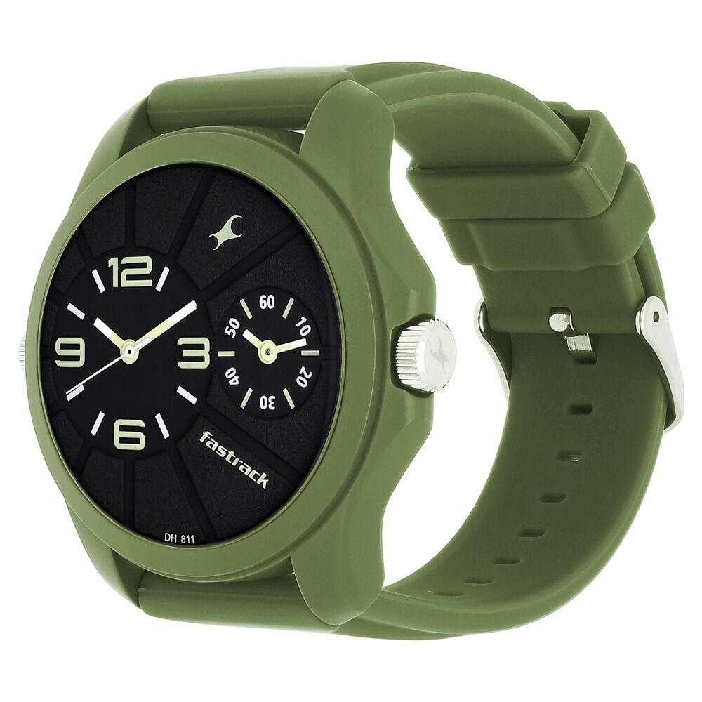 Buy Online Fastrack Quartz Analog Black Dial Silicone Strap Watch for Guys nn38042pp02 Titan