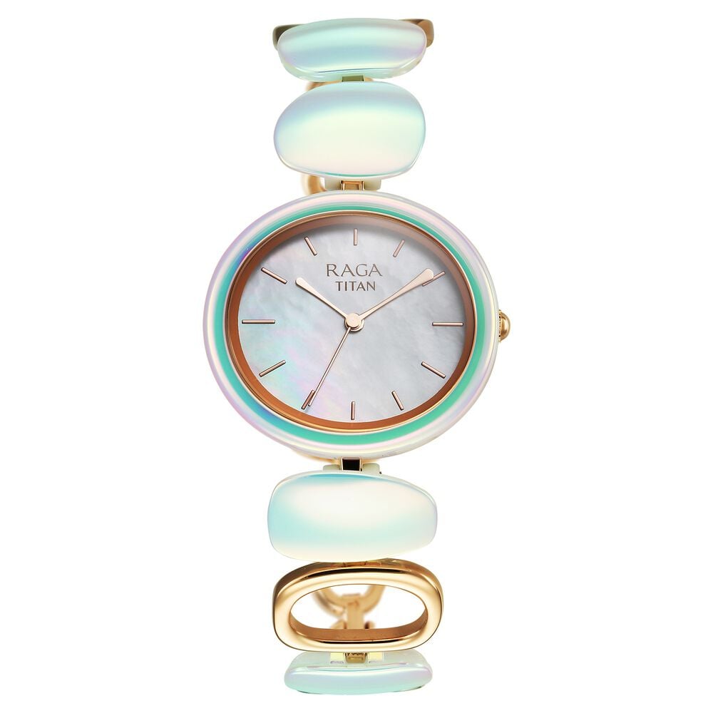 Titan Raga Ceramics Quartz Analog Mother Of Pearl Dial Metal & Ceramic Strap Watch For Women-image-47