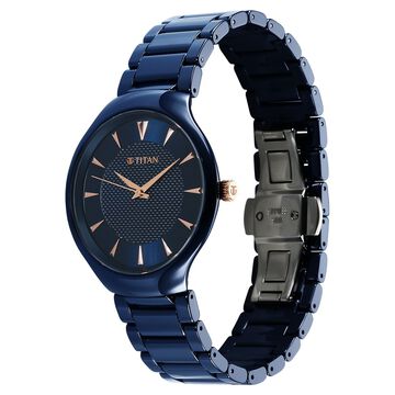 Titan Regalia Ceramics Quartz Analog Blue Dial Blue Color Ceramic Strap Watch For Men