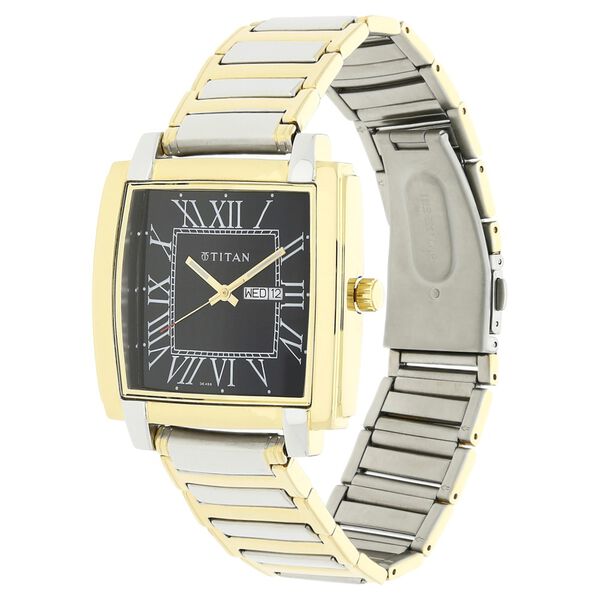 Titan Quartz Analog with Day and Date Black Dial Stainless Steel Strap Watch for Men - image number 1