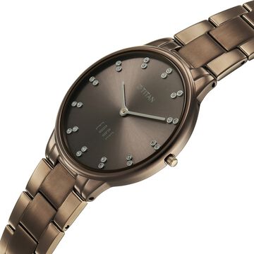 Edge Velora Quartz Analog Brown Dial Brown Stainless Steel Strap Watch For Women
