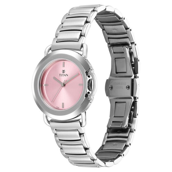 Titan Workmode Quartz Analog Pink Dial Stainless Steel Strap Watch For Women - image number 2