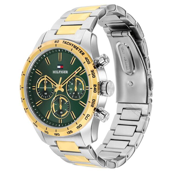 Tommy Hilfiger Quartz Multifunction Green Dial Two Toned Stainless Steel Strap Watch For Men - image number 1