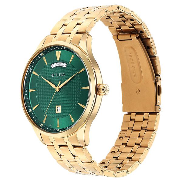 Titan Opulent Green Dial Analog Stainless Steel Strap watch for Men - image number 2