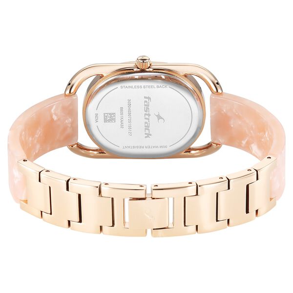 Fastrack Younique Quartz Analog Pink Mother Of Pearl Dial Two Toned Acetate & Metal Strap Watch For Girls - image number 5