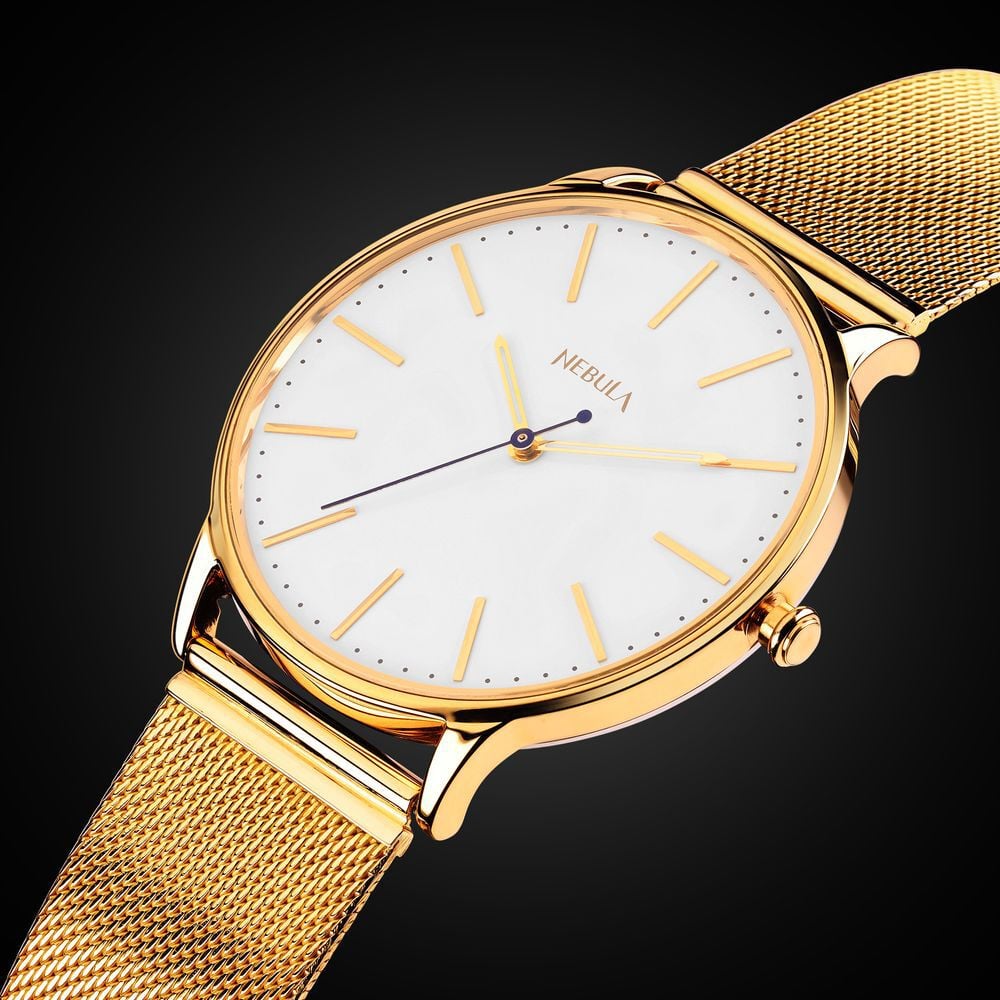 Buy Online Titan Nebula Milanese Quartz Analog 18 Karat Solid Gold