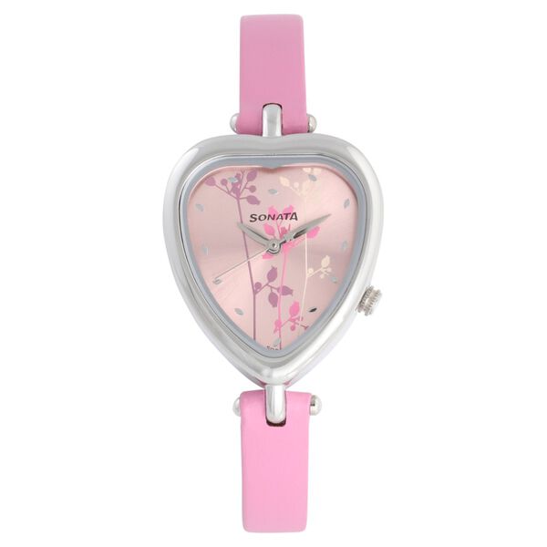 Sonata Quartz Analog Pink Dial Leather Strap Watch for Women - image number 0