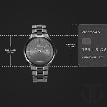 Titan Classique Slimline Anthracite Dial Analog with Date Stainless Steel Strap watch for Men