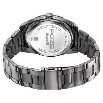 Sonata Poze Quartz Analog Grey Dial Grey Stainless Steel Strap Watch For Men