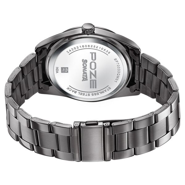 Sonata Poze Quartz Analog Grey Dial Grey Stainless Steel Strap Watch For Men - image number 6