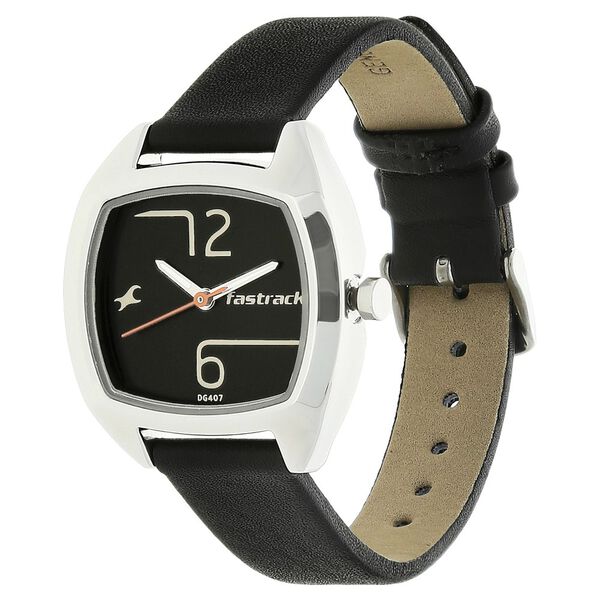 Fastrack Bare Basics Quartz Analog Black Dial Leather Strap Watch for Girls - image number 1