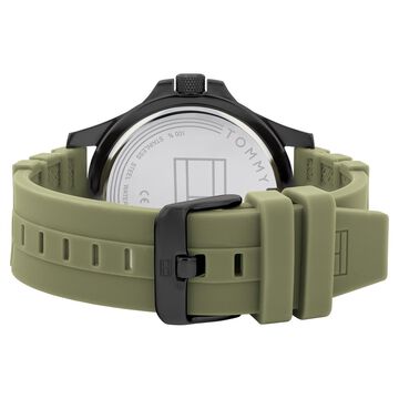 Tommy Hilfiger Quartz Analog Black Dial Green Silicone Strap Watch For Men