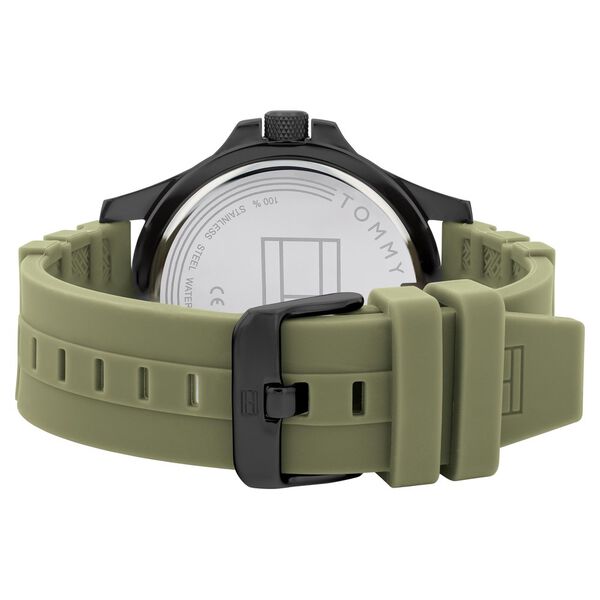Tommy Hilfiger Quartz Analog Black Dial Green Silicone Strap Watch For Men - image number 2