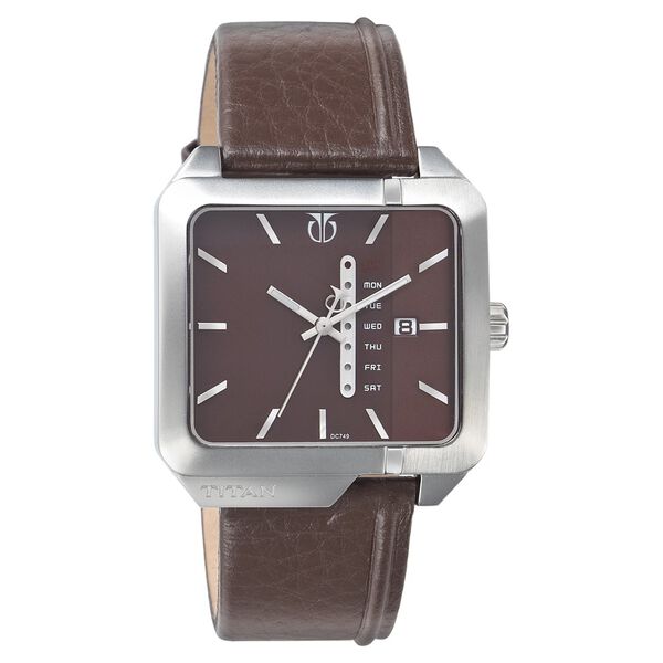 Titan Analog Brown Dial Day Date Leather Strap watch for Men - image number 0