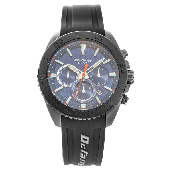 Titan Chronograph Blue Dial Silicone Strap watch for Men - image number 1
