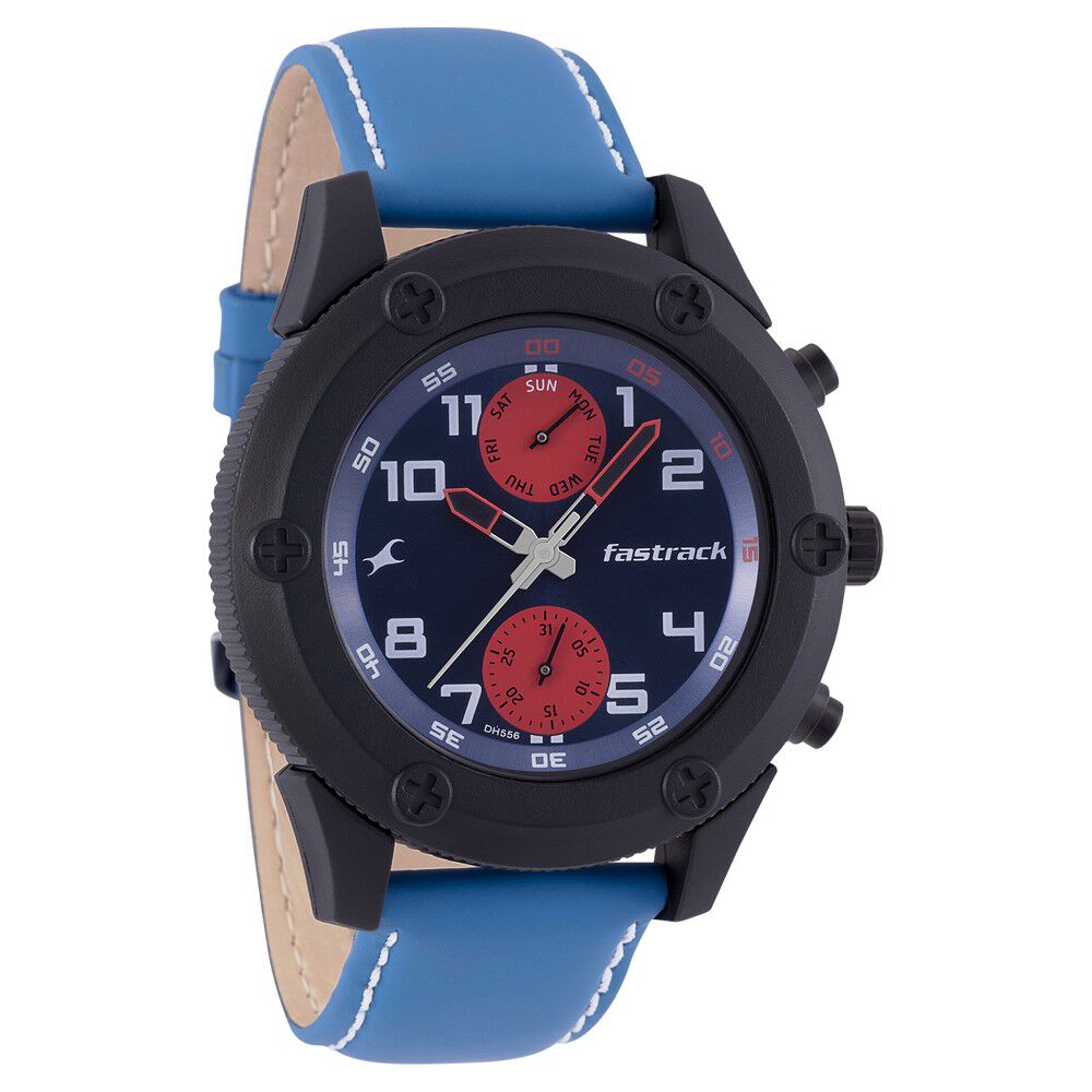 Buy Online Fastrack Modular Quartz Analog Blue Dial Leather Strap