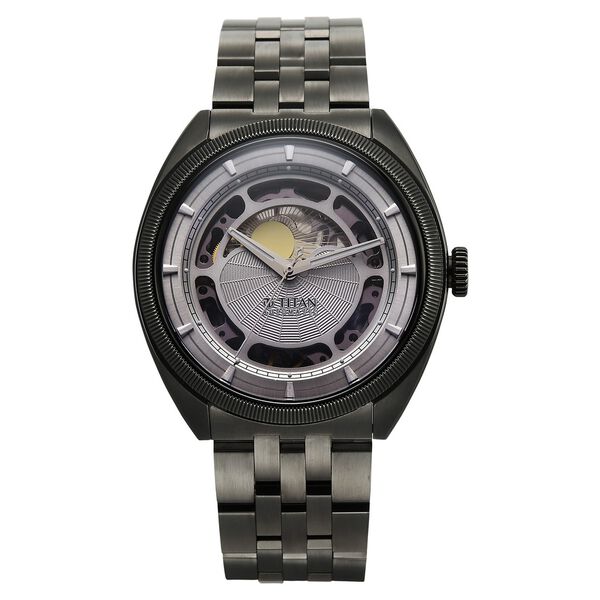 Titan Stellar Cupola Automatic Analog with Sun Moon Phase and Silver Dial Dark Gun Stainless Steel Strap Watch for Men - image number 1
