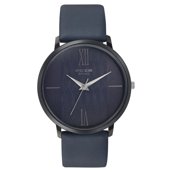 Poze by Sonata Quartz Analog Blue Dial Leather Strap Watch for Men - image number 0