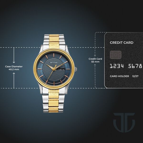 Titan Karishma Wedding Edit Quartz Analog with Day and Date Blue Dial Stainless Steel Strap Watch For Men - image number 3