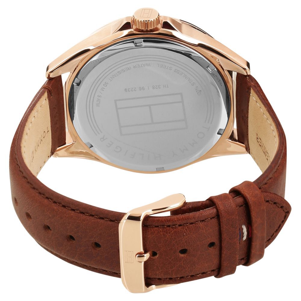 Tommy Hilfiger Quartz Multifunction Brown Dial Leather Strap Watch for Men