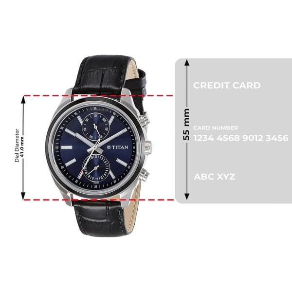 Titan Men's Midnight Precision: Multifunction Blue Dial with Classic Leather Strap Watch - image number 3