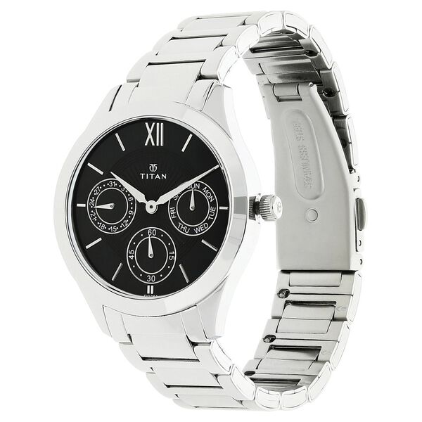 Titan Workwear Black Dial Women Watch With Stainless Steel Strap - image number 1
